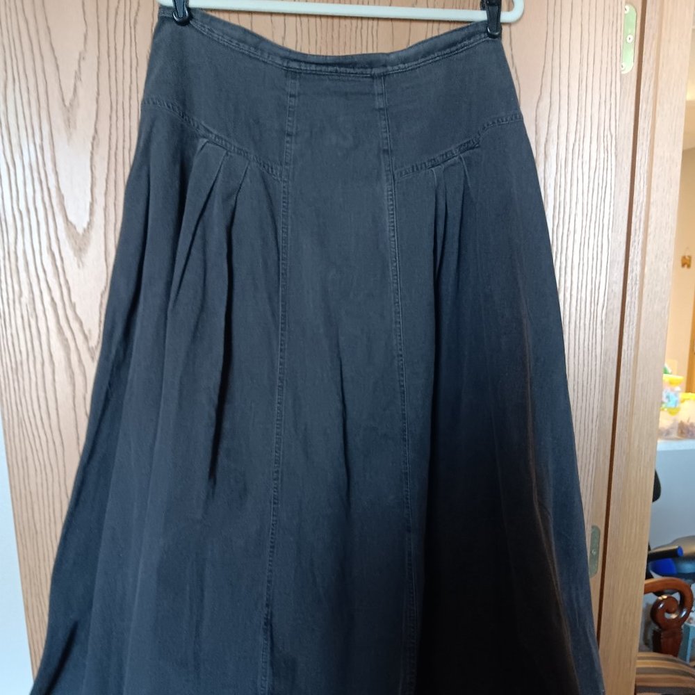 Vintage Black Denim Circle Skirt